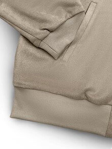 GlowEve CURVE Women's Plus Size Spring/Autumn Unlined Solid Gray Suede Fabric Fashion Design Jacket With Pockets And Zipper, Long Sleeve, Suitable For Commuting And Daily Wear - Brown - View 4