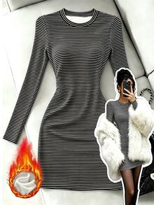 Trelyra Women's Striped Casual Daily Summer Dress - Black and White - View 1