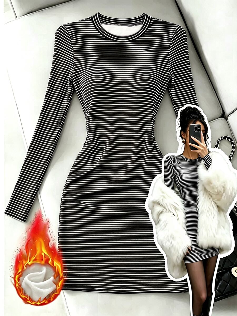 Trelyra Women's Striped Casual Daily Summer Dress - Black and White - View 1