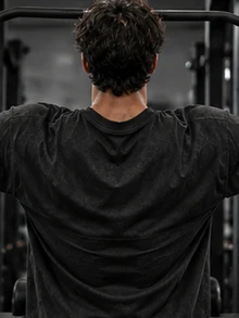 GymBeat 男友风男士纯色圆领短袖休闲健身运动T恤，透气轻盈 - 深灰色 - 查看 2