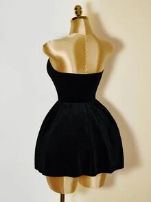 Zolique Strapless Metal Decorative Knitted A-List Dress - Black - View 2
