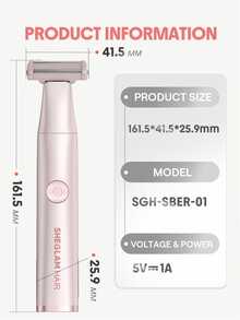 SHEGLAM HAIR Smooth Moves Single-Blade Electric Razor,Rechargeable Wet Dry Bikini Trimmer,Oneblade Women's Shaver,IPX 5 Waterproof & Full Body Use,Double-Sided Shaving,6200RPM Motor For A Quick And Clean Shave With Protective Cover - Pink - View 9