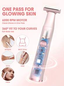 SHEGLAM HAIR Smooth Moves Single-Blade Electric Razor,Rechargeable Wet Dry Bikini Trimmer,Oneblade Women's Shaver,IPX 5 Waterproof & Full Body Use,Double-Sided Shaving,6200RPM Motor For A Quick And Clean Shave With Protective Cover - Pink - View 4