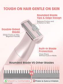 SHEGLAM HAIR Smooth Moves Single-Blade Electric Razor,Rechargeable Wet Dry Bikini Trimmer,Oneblade Women's Shaver,IPX 5 Waterproof & Full Body Use,Double-Sided Shaving,6200RPM Motor For A Quick And Clean Shave With Protective Cover - Pink - View 3