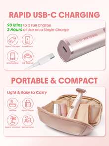 SHEGLAM HAIR Smooth Moves Single-Blade Electric Razor,Rechargeable Wet Dry Bikini Trimmer,Oneblade Women's Shaver,IPX 5 Waterproof & Full Body Use,Double-Sided Shaving,6200RPM Motor For A Quick And Clean Shave With Protective Cover - Pink - View 6