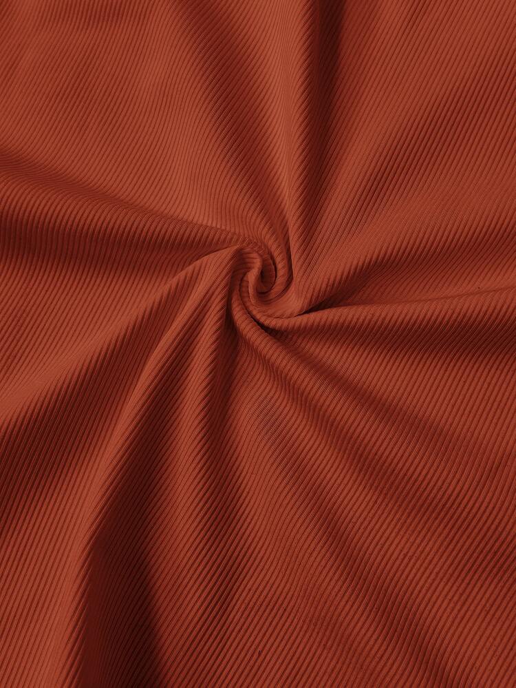 Slaydiva Plus Size Casual Basic Slim Fit Burnt Orange Round Neck Off Shoulder Tank Top-C Evening Formal Summer - Redwood - View 7