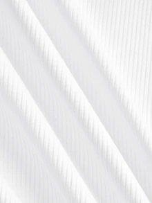 Slaydiva Plus-Size Women's White Summer Basique Everyday Casual Business Casual Solid Ribbed V-Neck Racerback Gathered Tank Top Versatile Y2K Slim Vest - White - View 6