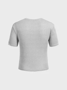 ESTAVOR Men's Summer Casual Fitted Slim Fit Crew Neck Short Sleeve Regular Size Grey Solid - Grey - View 4