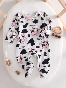 SHEIN Fall Autumn/Winter Sets Newborn 0-12 Months Jumpsuit Forest Style Family Matching Cute Ditsy Floral With Chain Craft Contrast Color Long Sleeve Cozy - Multicolor - View 4