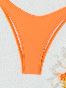 Oceva Summer Beach Hollow Out Strapless Bikini Set Swimming Suit - Orange - View 7