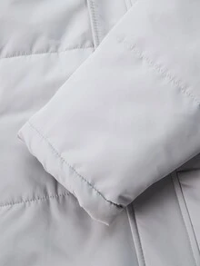 Manfinity CasualCool 男士純色長袖前拉鍊休閒端莊冬季羽絨外套 登山俱樂部 淺灰色 老錢風 - 灰色 - 查看 6
