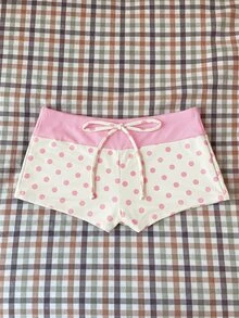 SHEIN Swim Women's Spring/Summer Random Print High Waist Bow Bikini Bottoms - Multicolor - View 2