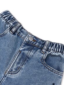 女款新款休閒時尚極簡百搭 Y2K 復古風日常寬鬆愛心刺繡寬腿牛仔長褲，復古淺藍水洗，舒適長褲，適合校園與日常出遊 - 淺色水洗藍 - 查看 4