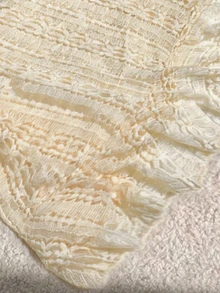 Elavelle Women's Spring/Summer Jacquard Fabric Drawstring Pleated Cover-Up Skirt , Crochet Beach Wear - Beige - View 5