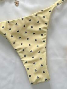 SHEIN Swim Spring Break Women Polka Dot Random Print Metallic Decor Spaghetti Strap Sexy Bikini Beachwear Set For Ladies For Summer Beach Vacation - Multicolor - View 6