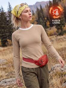 In My Nature Kaos Outdoor Kasual Serbaguna Slim Fit dengan Desain Colorblock untuk Wanita - Khaki - View 1