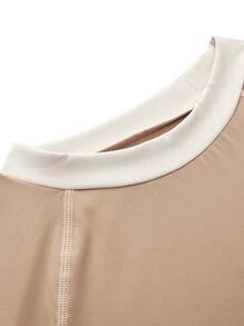 In My Nature Kaos Outdoor Kasual Serbaguna Slim Fit dengan Desain Colorblock untuk Wanita - Khaki - View 8