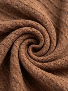 Louniche Women's Solid Color Casual Versatile Daily Long Sleeve Sweater - Chocolate Brown - View 4