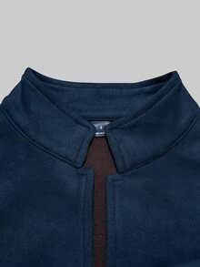 Balvessa Women's Short Suede Jacket With Stand Collar, Premium Style For Spring And Autumn - Royal Blue - View 6