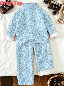 Young Girls Fall Pink Leopard Print Half-Zip Sweatshirt, Casual Animal Pattern Stand Collar Pullover Top, Cozy Autumn Wear - Multicolor - View 2