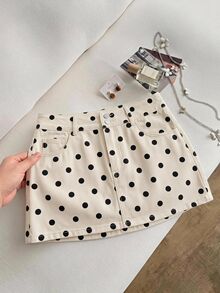 Flirla Plus Size Women Non-Stretch Denim Mini Skirt Cowboy Outfits For Women - Apricot - View 2
