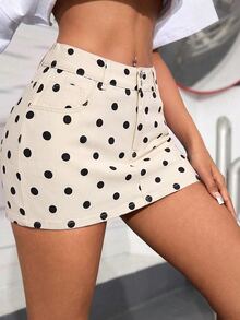 Flirla Plus Size Women Non-Stretch Denim Mini Skirt Cowboy Outfits For Women - Apricot - View 5