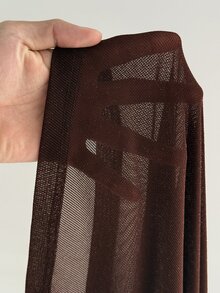Vibekara Plus Atasan Transparan Lengan Kelelawar Leher Asimetris - Coffee Brown - View 6