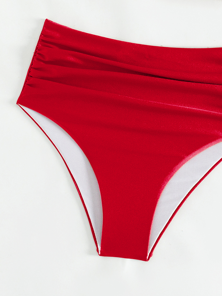 Swim Basics Women's Solid Color Bikini Set For Beach/Vacation For Summer - Red - View 6