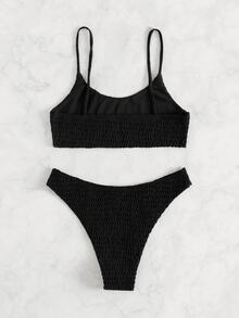Swim Basics Women Bikini Sets Smock Plain Lucu - Hitam - View 3