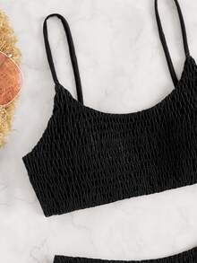 Swim Basics Women Bikini Sets Smock Plain Lucu - Hitam - View 4