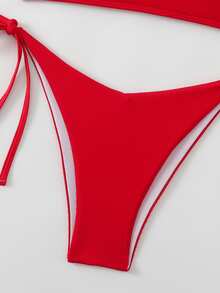 Swim Basics Bikinis de unicolor simples para vacaciones, playa y verano 2025 - Rojo - Ver 7