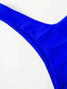 Swim Basics Women's Solid Color Casual Bikini And Triangle Panty Swimwear Set - Royal Blue - View 4