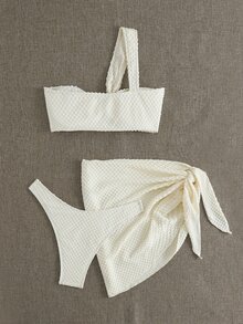 Oceva Women's Solid Color Strapless Bikini Top & Bottom Swimwear Set Summer - Apricot - View 5