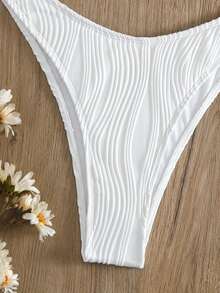 Swim Basics Conjunto de bikini con aros liso para la playa de verano - Blanco - Ver 5