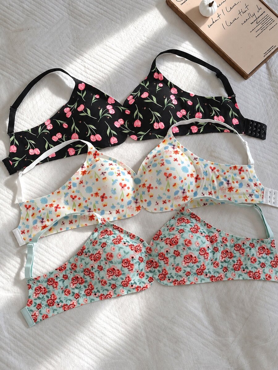 SHEIN 3件組舒適印花無縫女款內褲套裝 - 彩色 - 查看 1