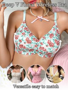 SHEIN 3 قطع مجموعة ملابس داخلية نسائية مريحة مطبوعة بدون درزات - متعدد الألوان - مشاهدة 6