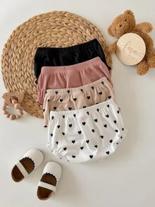 SHEIN 4pcs Baby Girl Knitted Casual Solid Color Elastic Waist Triangle Briefs - Multicolor - View 7