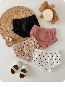SHEIN 4pcs Baby Girl Knitted Casual Solid Color Elastic Waist Triangle Briefs - Multicolor - View 6