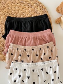 SHEIN 4pcs Baby Girl Knitted Casual Solid Color Elastic Waist Triangle Briefs - Multicolor - View 4