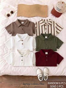SHEIN 男童休閒3件套 Polo衫 波西米亞風 舒適 開學季 畢業禮服 婚禮生日派對 夏季舒適穿搭 - 彩色 - 查看 4