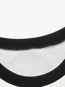 Velvienne Women's Plus Size Striped Print Crew Neck Metal Button Decor Loose Casual Sweatshirt - Black and White - View 4
