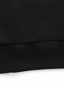 Velvienne Women's Plus Size Striped Print Crew Neck Metal Button Decor Loose Casual Sweatshirt - Black and White - View 6