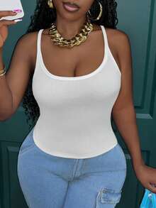 Slaydiva 2024 Simple Basic Style Short Cropped Tank Top With Elasticity, Perfect For Sport And Fitness, Women's - White - View 4