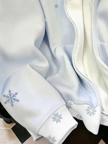 Resyla Women's Outerwear Top, Autumn/Winter Top, Student, Pattern, Blue, White, Snowflake Pattern, Women's Fur Collar Sweatshirt - Multicolor - View 4