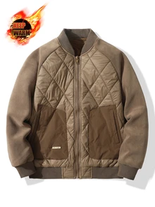 Gym Rark Boyfriend Style Men's Contrast Color Raglan Long Sleeve Zipper Front Casual Baseball Collar Padded Coat For - Apricot - View 3
