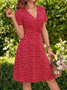 KARISMINA Women's Short Dress For Daily Wear Vacation Cute Date Vacation Vacation Vacation Vacation Red Floral Floral Summer Boho Romantic Summer Romantic - Red - View 4