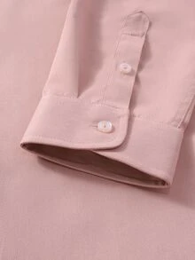 Manfinity Mode Men's Dress Shirts Solid Long Sleeve Stretch Wrinkle-Free Formal Shirt Business Casual Button Down Shirts, Fall, Ceremony - Baby Pink - View 7
