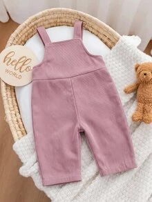 SHEIN Newborn Baby Girl Cute Versatile Casual Pink Rainbow Embroidered Autumn Winter Jumpsuit, Suitable For Children All Seasons - Pink - View 2