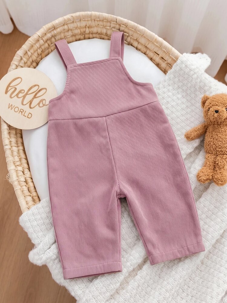 SHEIN Newborn Baby Girl Cute Versatile Casual Pink Rainbow Embroidered Autumn Winter Jumpsuit, Suitable For Children All Seasons - Pink - View 2