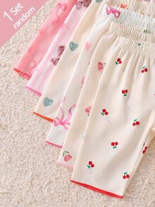 SHEIN Newborn Home Wear Lounge Night Set Long Sleeve Cardigan + Pants Woven Fabric Cute Bear/Cherry/Bow/Tulip/Heart/Print Pattern Beige Fall Autumn/Winter - Multicolor - View 8